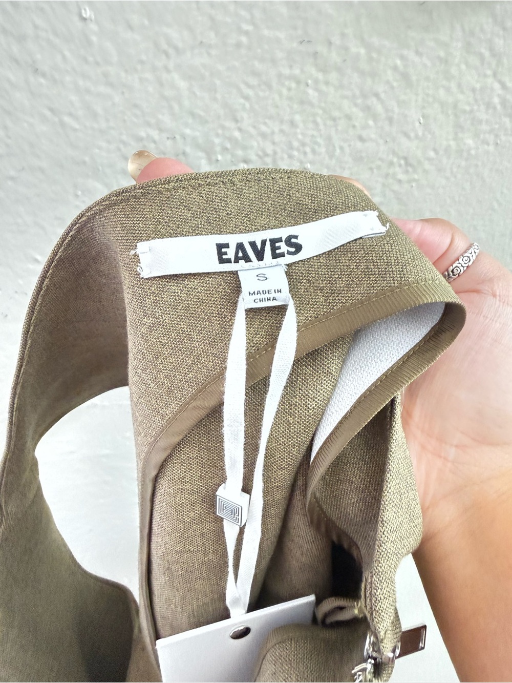 EAVES REVOLVE Decon One Shoulder Top Size S Olive Green Fall Corporate Cocktail - Picture 4 of 5